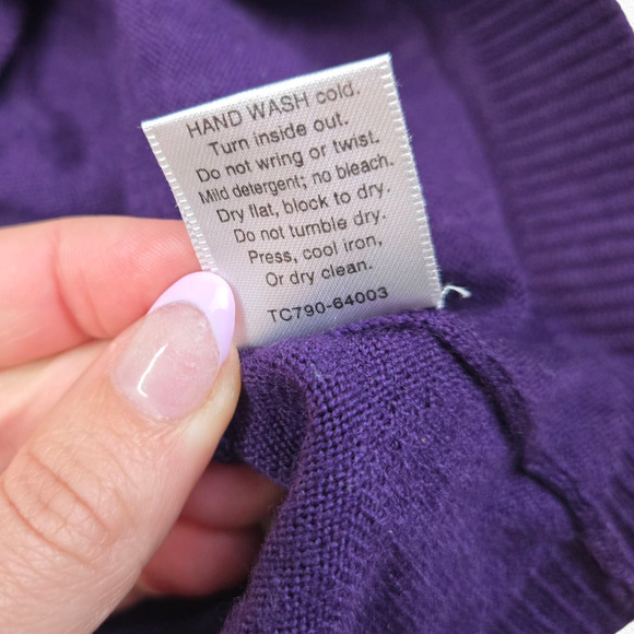 Y2K Vintage Pendleton Purple Gold Button Front Merino Wool Cardigan Size Medium - Picture 3 of 8